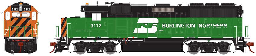 Burlington Northern - Nose - Orange
and Black Tiger Stripe 85+ Era - DCC and Tsunami Sound