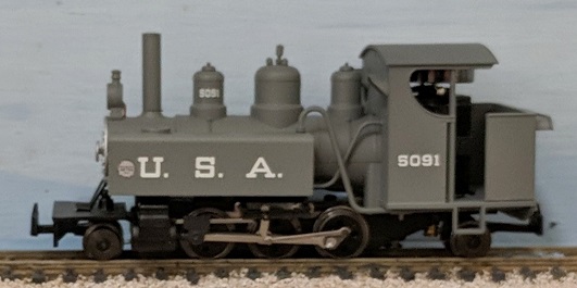 Baldwin 2-6-2T - open cab,grey, lettered U.S.A.