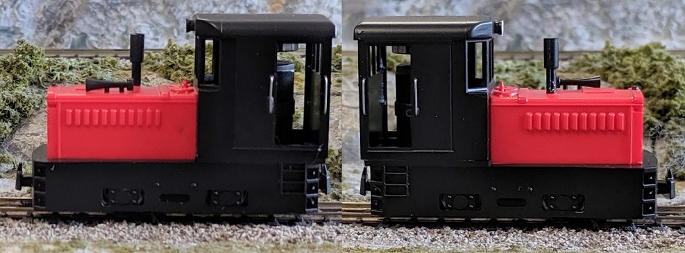 Plymouth, black chassis, red hood, black cabin
