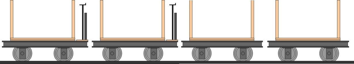 Four Pulpwood Cars; two with brakes and two