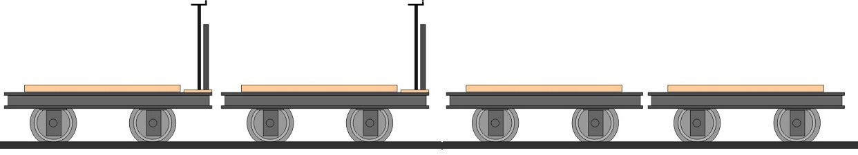 Four Short Flat Cars; two with brakes and two