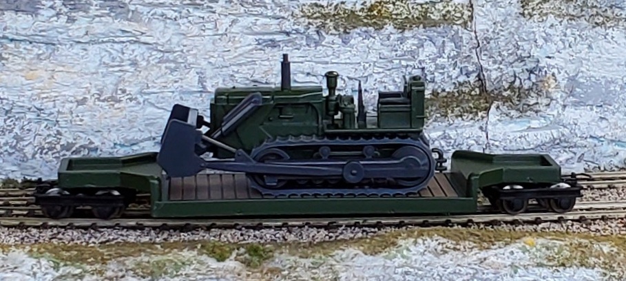 Heavy Duty Flat Car with Bulldozer