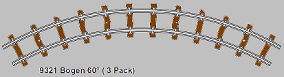 Long curved track 60° Radius 140mm (3 per