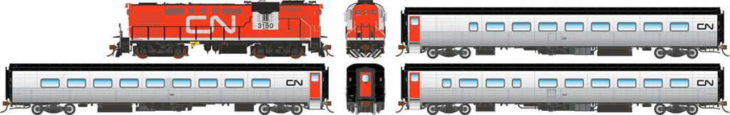 Canadian National Tempo - Set CN1: Loco
3150, Club # 320, Café # 343, Coach # 362