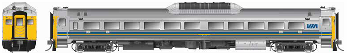 VIA Rail (Stripes) Phase 1 (late blister)
w/rebuilt ends & Gyralite(s) DC/DCC (Sound)