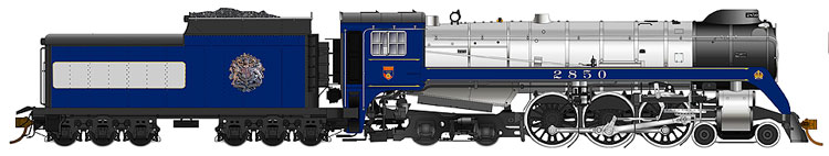Royal Hudson H1d with Coal Tender,
Commonwealth Trucks, Teardrop Stack and Booster. Royal Train - DC