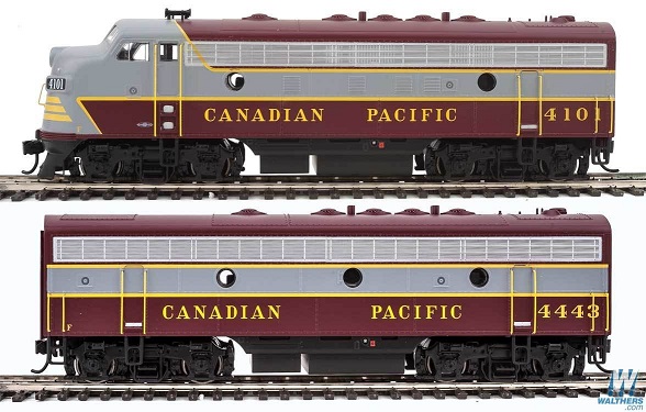 EMD F7 A-B Set - Standard DC -- Canadian
Pacific Block lettering (maroon, gray, yellow)