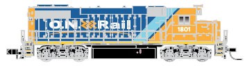  EMD GP38-2 Low Nose, No Dynamic
Brakes - Standard DC -- Ontario Northland (blue, yellow, Billboard ON Rail)

 