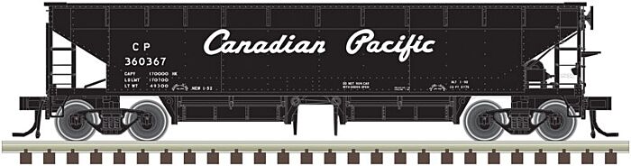  70-Ton Hart Ballast Car 3-Pack - Canadian
 Pacific #360296, 360902, 360931 (black, Script Lettering)

 