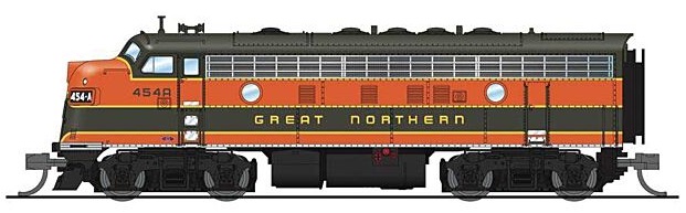  EMD F7 A  Powered  - Sound and DCC -
Paragon4 -- Great Northern (Omaha Orange, Pullman Green)

 