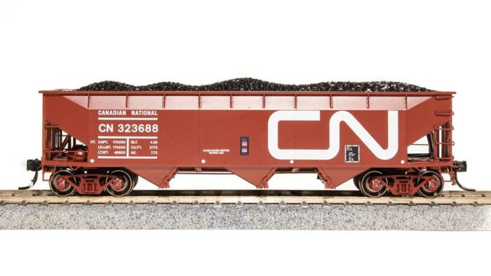  AAR 70-Ton 3-Bay Hopper w/Load - Canadian
National (Boxcar Red, white, Large Noodle Logo, ACI Label)

 