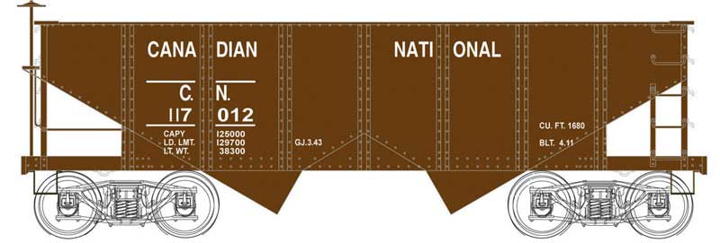  PRR Class GLa 2-Bay Open Hopper - Canadian
 National - Ready to Run (Boxcar Red)

 