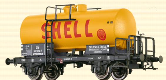 O Scale Tank Car 2-Axle SHELL DB. Rd # 582 670