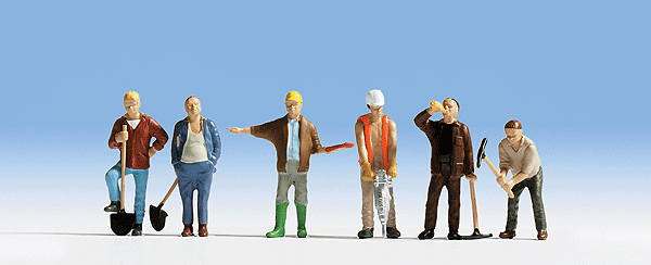  HO Scale Construction Workers -- pkg(6) 