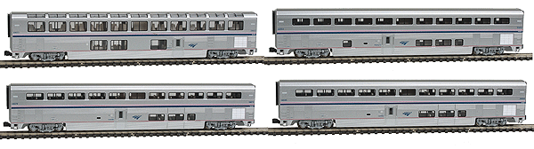  Amrak Superliner Phase IVB 4-Car Set B
 - includes Coach 34046, 34079, Lounge 33022 & 32053.

 