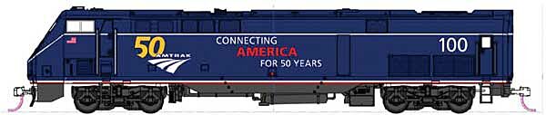  Amtrak - GE P42 Genesis - Standard DC
(Midnight Blue, white, gold, 50th Anniversary Logo)

 