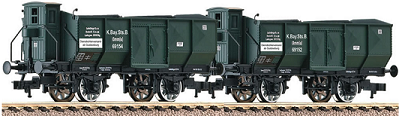  (HO) K.Bay. Sts.B 2-piece set of goods wagons type Omm[u] 