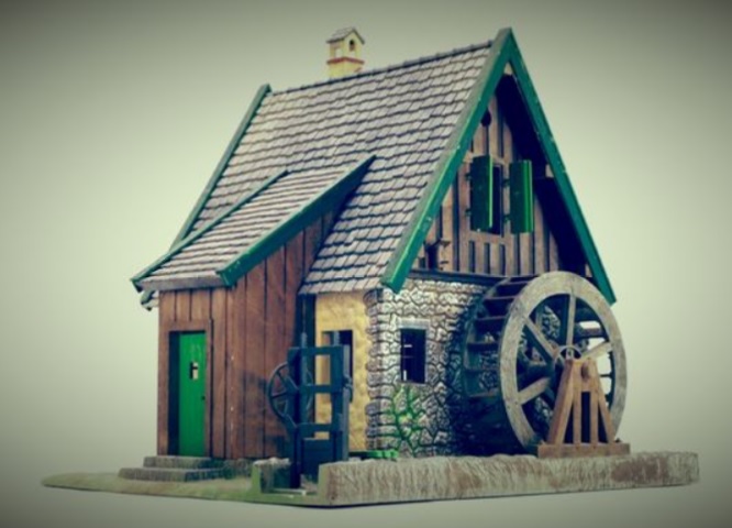 Small Stone Mill with Operating Water Wheel