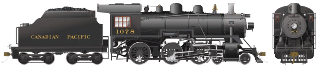  CPR D10k 4-6-0 (DC/DCC/SOUND), Low
Headlight, High Walkway, Check Valve-mounted Bell, Coal Tender

 