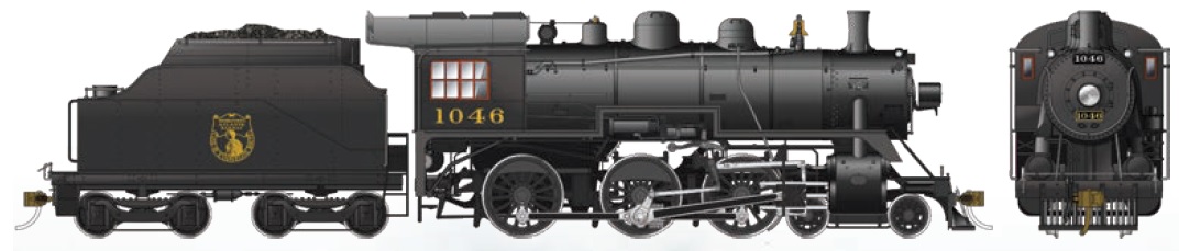  Dominion Atlantic D10h 4-6-0
(DC/DCC/SOUND), Low Headlight, High Walkway, Check Valve-mounted Bell, Coal Tender
 