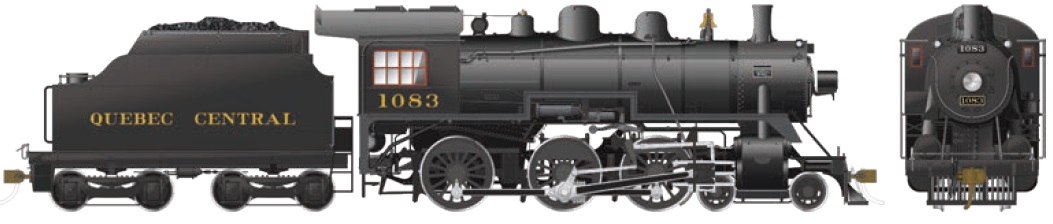  Quebec Central D10k 4-6-0
(DC/SILENT), Low/High Headlight, Low/High Walkway, Boiler-top mounted/
Check Valve mounted Bell, Coal/Oil Tender

 
