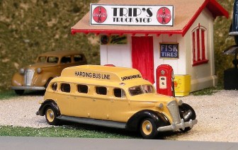  HO Scale  1937 FitzJohn stretched Chevy bus
 