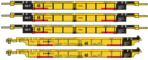   TTX - Five Car Set - (yellow, black,
 