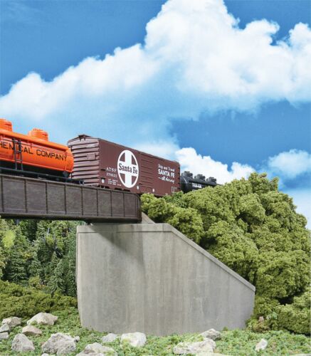  Single-Track Railroad Bridge Concrete Abutments pkg(2) - Kit