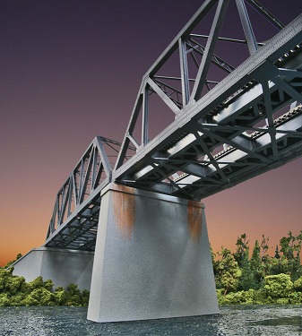  Double-Track Railroad Bridge Concrete Pier 2-Pack 
